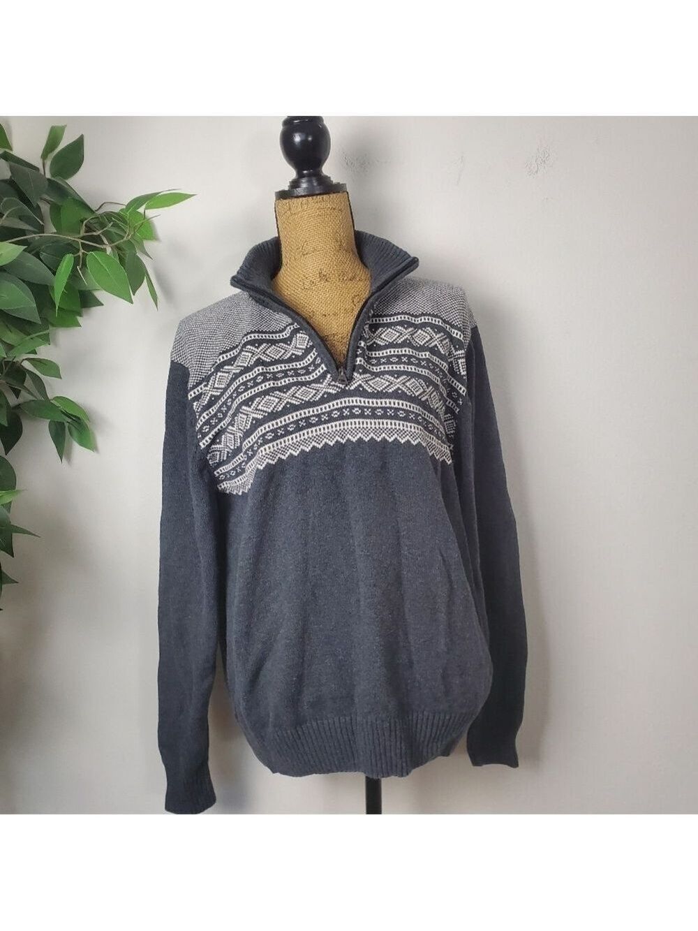 Weatherproof Vintage Mens Quarter Zip Sweater Medium Cotton